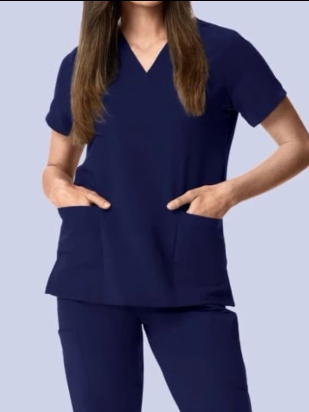 Women's V-Neck Short Sleeve Scrub Top in Navy